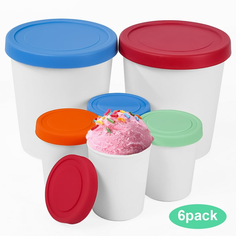 Premium Ice Cream Containers (4 Pack - 1 Quart Each) Reusable Freezer Storage  Tubs with Lids for Ice Cream, Sorbet and Gelato! 4 Colors 