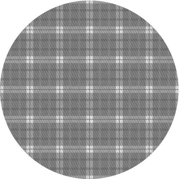 Ahgly Company Machine Washable Indoor Round Transitional Dark Gray Area Rugs, 3' Round