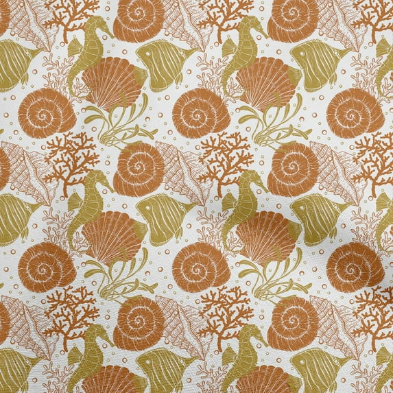 oneOone Velvet Brown Fabric Ocean Underwater Life Quilting Supplies Print Sewing Fabric By The Yard 58 Inch Wide
