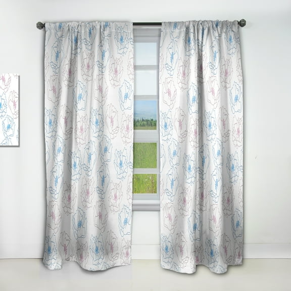 Designart 'Retro Abstract Poppies I' Mid-Century Modern Curtain Panel