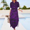 thumbnail image 3 of Robe Chemise à Manches Longues Imprimé Zèbre Violet Vêtements pour Femmes Robe Femme Élégante et chic Coréenne, 3 of 4