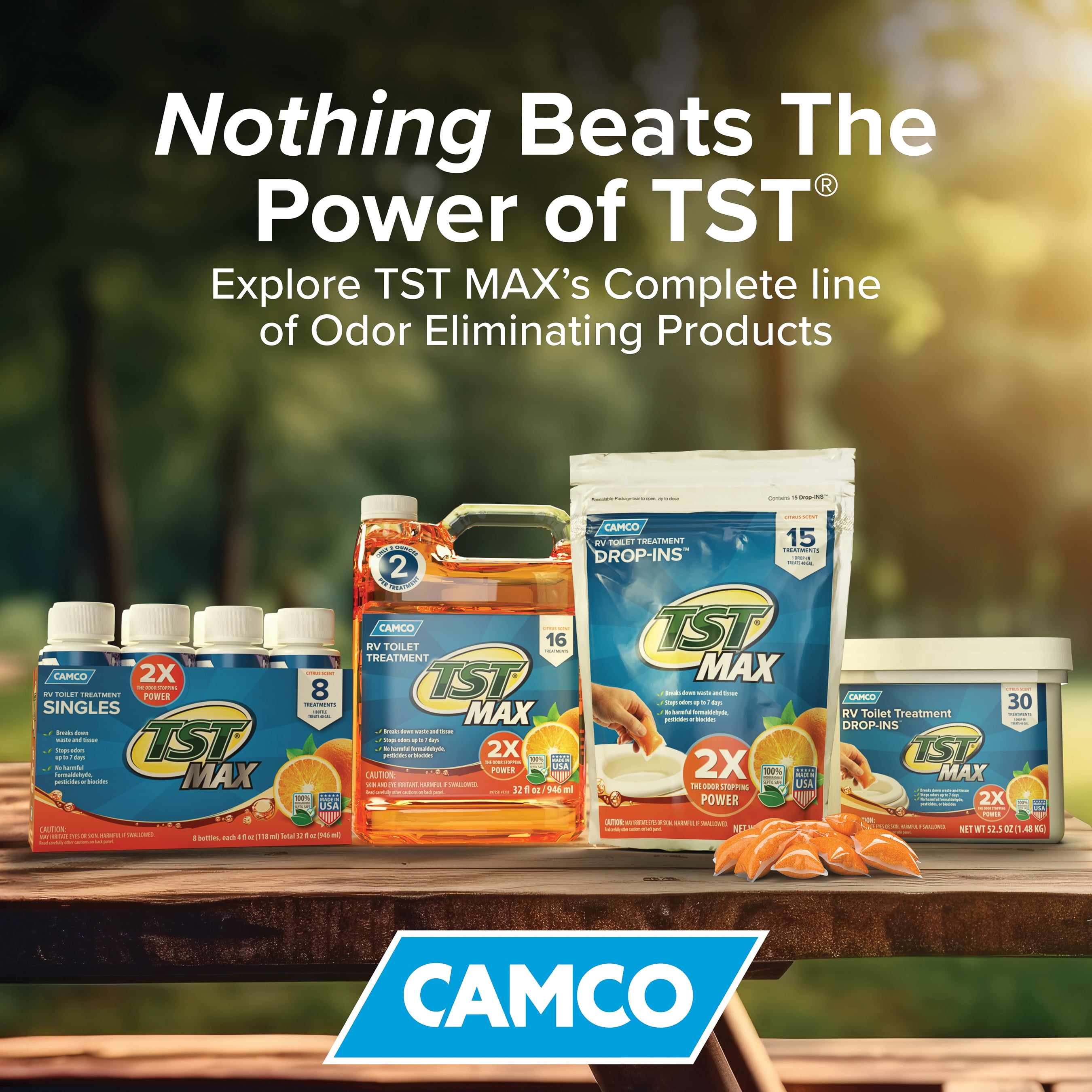 (2 pack) Camco TST RV Toilet Treatment Drop-ins, Orange Citrus Scent, 15-Pack (41189)
