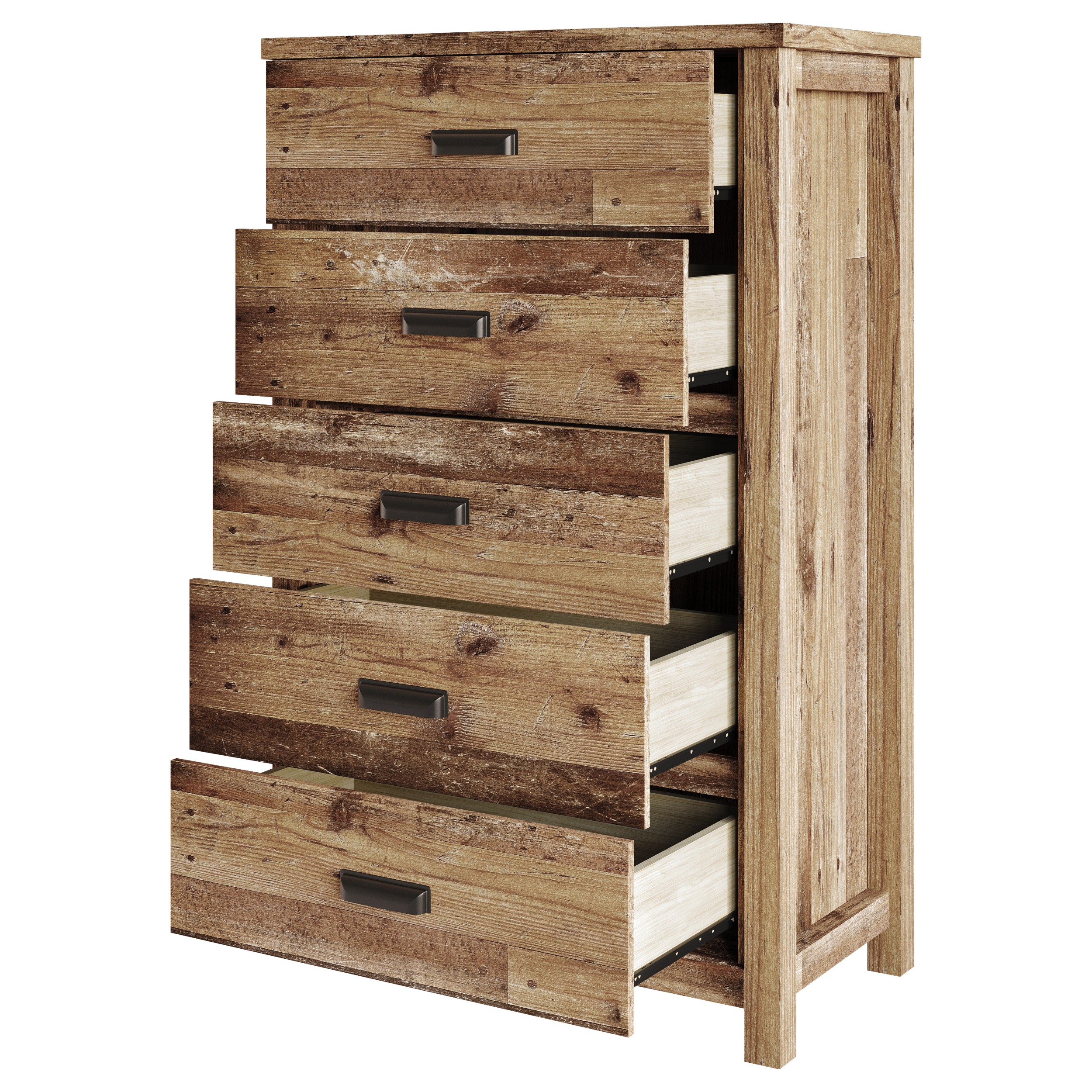 Home Design Racine 5-Drawer Chest, Vintage Oak, Wood, Classic Bedroom Storage