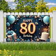thumbnail image 6 of Elegant Design Happy 80th Birthday Banner Colorful Balloons Floral Decor Gift Box Celebration for Milestone Birthday Party Event Decoration, 6 of 7