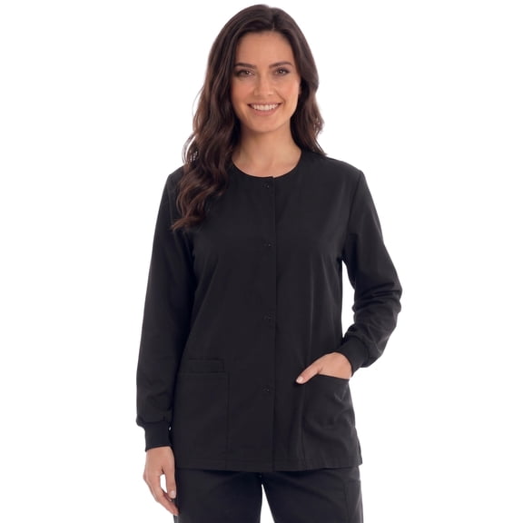 Just Love Women's Solid Scrub Jacket - Comfortable and Professional Uniform Coat (Black, X-Small)