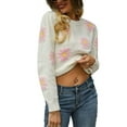 thumbnail image 2 of ZAXARRA Chandail en Tricot pour Femmes à Manches Longues Col Rond chandail à Fleurs Mode Urbaine Vêtements Automne Hiver, 2 of 6