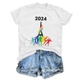 thumbnail image 1 of TSADFHJI Hauts de Sortie pour Femmes Sexy T-Shirt d'Été à Manches Courtes Col Rond Motif Haut Décontracté m Blanc, 1 of 4