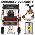 thumbnail image 2 of Andador plegable BlessReach con asiento para personas mayores, capacidad de 203 kg, ruedas de 20 cm, asiento grande de 45 cm, altura ajustable en 6 posiciones, andador de aluminio resistente (rojo), 2 of 5