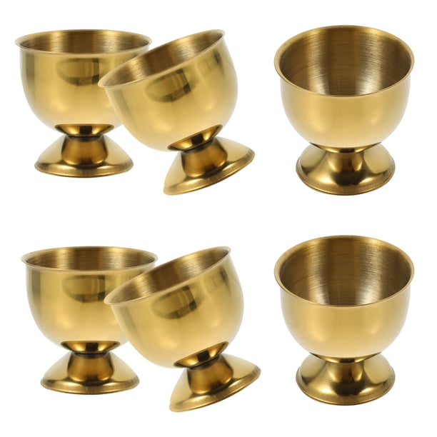 Juego de 6 hueveras de acero inoxidable para mesa, ideales para servir como vasos pequeños para cerveza o vino.