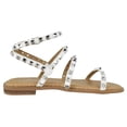thumbnail image 3 of Forever Shoes Women Gladiator Sandals Studded Ankle Strap Flat Buckle up DING-28 White 5, 3 of 3