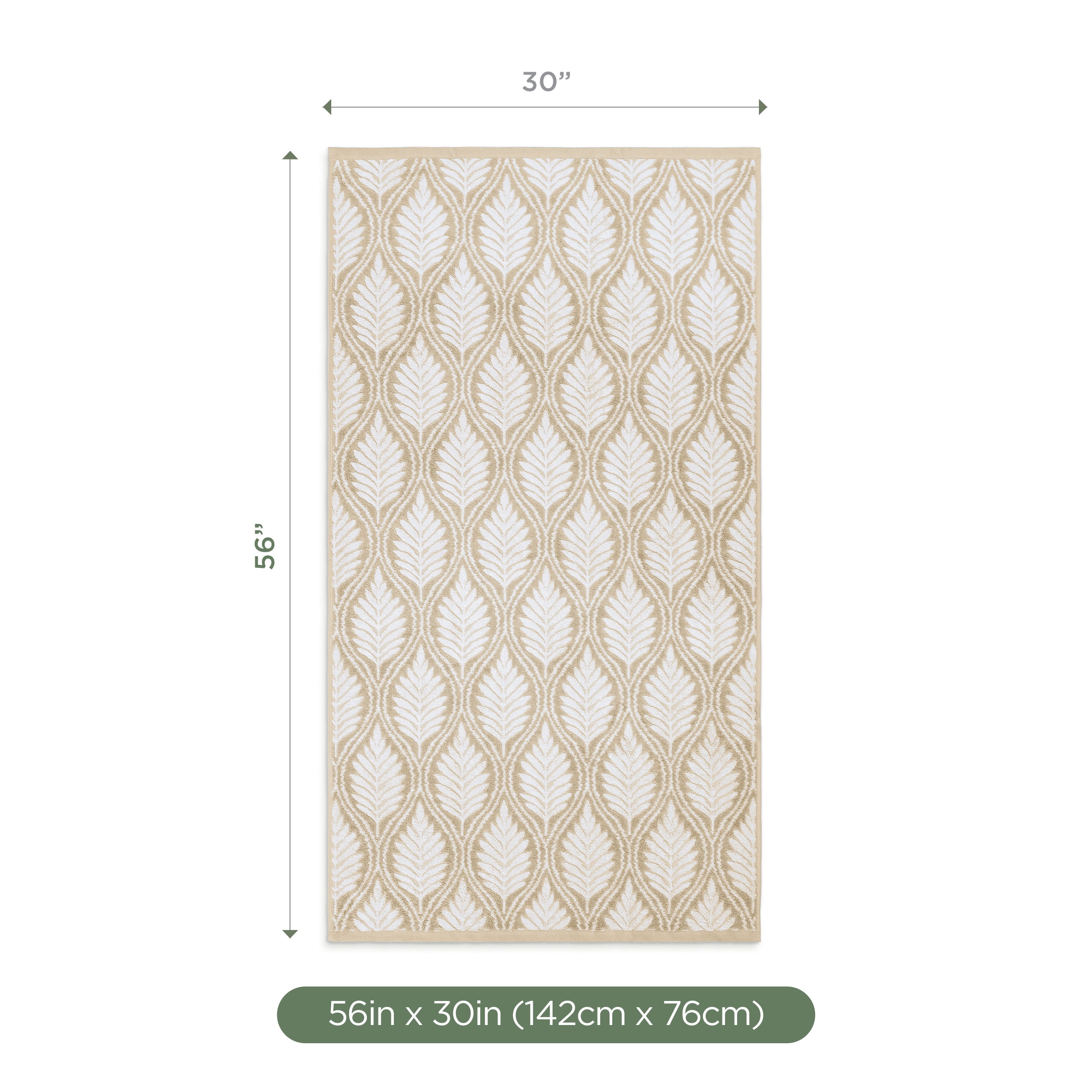 Martex Restore Fern Ogee Bath Towel, 30" x 56", Sand
