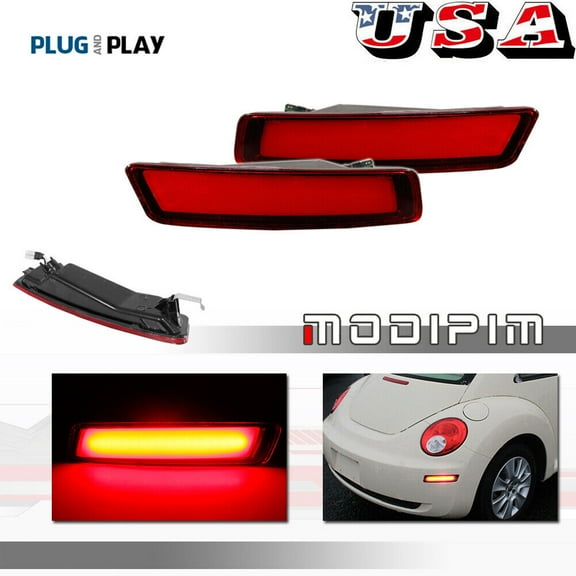 Pack Red Lens LED Reear Fender Side Marker Lights for 06-10 for VW Beetle -