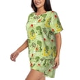 thumbnail image 2 of Rocae Cute Dinosaurs Cartoon for Two Piece Sleepwear Pajamas Sets for Women Soft Short-Sleeved Pjs with Lounge Shorts, 2 of 9