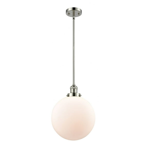 201S-PN-G201-12-Innovations Lighting-Beacon - 1 Light Stem Hung Mini Pendant In Industrial Style-15 Inches Tall and 12 Inches Wide-Polished Nickel