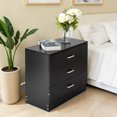 thumbnail image 3 of Tcbosik 25.9" Side Table with 3 Storage Drawers, Mid Century Modern Night Stand, End Table for Bedroom, Closet, Living Room, Black, 3 of 10
