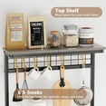 thumbnail image 6 of Kitchen Bakers Rack with Power Outlet, Coffee Bar Station with Storage 4 Tiers, Microwave Oven Stand with 6 S Hooks, Kitchen Storage Shelves Rack for Spices, Pots, Black Oak, 6 of 7