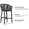 thumbnail image 5 of PURPLE LEAF Outdoor Bar Height Stools Set of 2, Patio Woven Aluminum Barstools Bar Chairs with Back and Cushions for Balcony Garden Indoor Kitchen Outside, Gray, 5 of 10