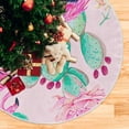thumbnail image 5 of FMSHPON Pink Flamingo Xmas Christmas Tree Skirt Stand Mat for Holiday Party Decoration Indoor Outdoor 36 inches, 5 of 6