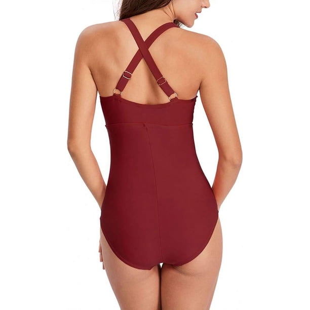 Trajes De Baño De Una Pieza Para Mujer, Trajes De Baño De Control Tommy Fruncidos Cuello En V Espalda Cruzada Sexy Trajes De Bano Para Nadar Trajes De Baño De Una Pieza Para Mujer, Trajes De Baño De Control Tommy Fruncidos Cuello En V Espalda Cruzada Sexy Trajes De Bano Para Nadar