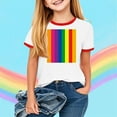 thumbnail image 2 of T-Shirt Graphique à Manches Courtes pour Enfants, Mélange Doux Polyester-Spandex, Col Rond, Tissu Respirant, Imprimé Arc-en-Ciel Coloré, pour Garçons et Filles 3-14 Ans, 2 of 3