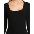thumbnail image 5 of Belle du Jour Juniors Ribbed Square Neck Bodysuit, Sizes XS-XL, 5 of 5