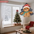 thumbnail image 3 of Metal Hanging Christmas Tree-Shaped Wind Spinner - Cheerful Bear Design with Concentric Circle Pattern for Yard & Garden Decor, 3 of 7