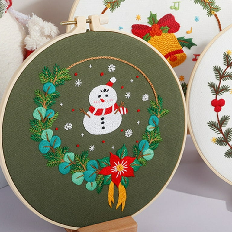 Christmas Embroidery Starter Kit Handwork Needlework Beginner Cross Stitch  Kit Winter Christmas Gift DIY Threads Set 