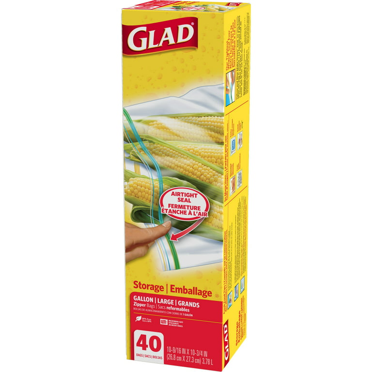 Glad® Zipper Food Storage Plastic Bags, Snack, 50 Count, Plastic Bags
