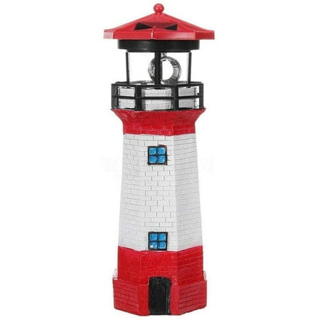 

LED Solar Lighthouse Up to 8 Hours 360 Degree Rotating LED Light 27 cm Garden Decorative Beacon Garden Decoration Lighting with Twilight Sensor Solar Lighting (Red)