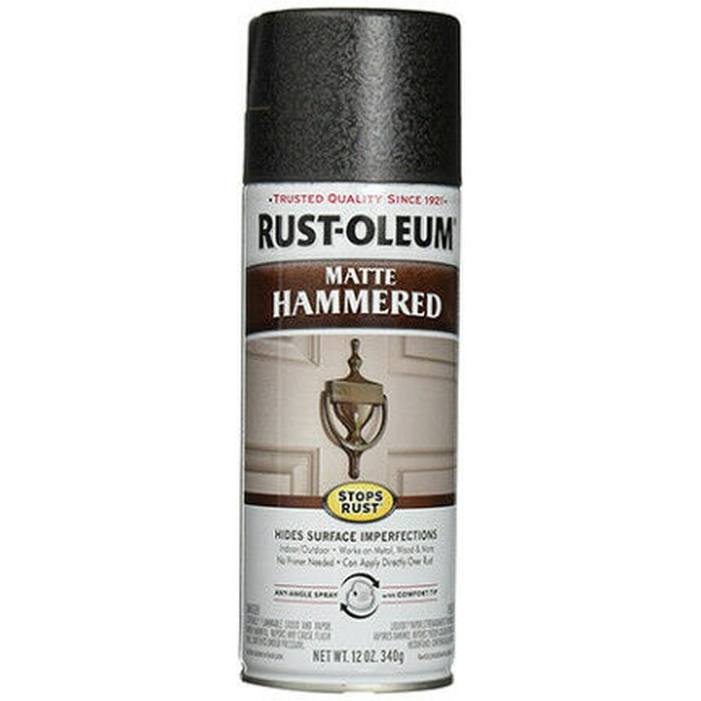 RustOleum 300607 Spray Paint 11 Oz Matte Hammerered Black Sr Walmart