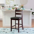 thumbnail image 2 of Linon Triena Wood Soho Ladder Back Faux Leather Seat 25" Counter Stool in Merlot, 2 of 14