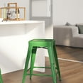 thumbnail image 3 of Merrick Lane Green 24" High Backless Metal Counter Height Stool with Square Seat for Indoor-Outdoor Use, 3 of 11