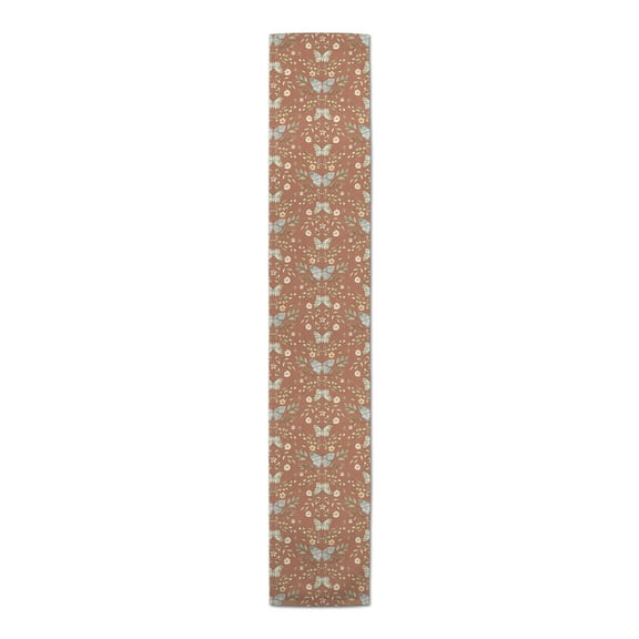 Creative Products Rust Orange Butterfly Pattern 16 x 72 Cotton Twill Table Runner