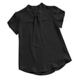 thumbnail image 2 of Vmvidoty Womens Tied Tops V Neck Short Sleeve Summer Shirts Babydoll Tops Dressy Casual Blouses Black XXL, 2 of 9