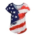 thumbnail image 2 of Orqqct Women American Flag Print Tee Short Sleeve V-Neck USA Flag Top T-Shirt, 2 of 4