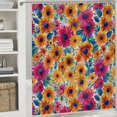 thumbnail image 6 of Orinice  Colorful Floral Watercolor Flower Leaves Shower Curtain Set for Bathroom Bathtub Decor Durable Machine Washable with Hooks 72" x 72" 69x72, 6 of 7