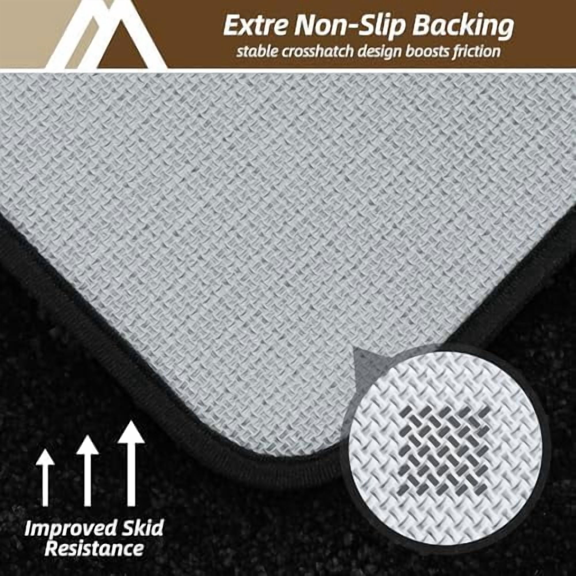 Bathroom Rugs Mat 16”x24” Absorbent Non-Slip Bath Mat Plush Shaggy Machine Washable Bath Rugs Soft Polyester Bath Mats for Bathroom Floor,Tub and Shower,Black