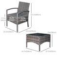 thumbnail image 3 of Outsunny Rattan Coffee Set Garden Chairs and Table Set 3 Piece Blue, 3 of 10
