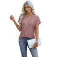 thumbnail image 3 of Jalioing V Neck Shirts for Women Casual Dressy Short Sleeve Eyelet Tunic Tops Business Work Tops Summer Fashion, 3 of 7