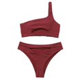 thumbnail image 1 of Women Sexy Bandage Solid Color V-top Bikini Split Swimsuit, 1 of 4