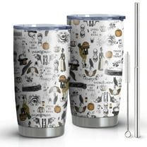 20oz Tumblers White Halloween Pumpkin Bat Pattern Stainless Steel Vacuum Insulated Double Wall Travel Tumbler Cups Mug with Lid and Straw,Cleaning Brush for Cold & Hot Drinks