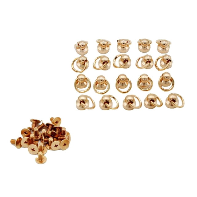 20 Piezas de Remache de Latón Perfecl Tornillo de Cabeza Redonda con Anillo Gris Negro Individuales Dorado