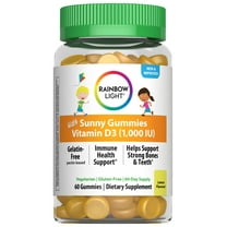 Kid's Sunny Vitamin D3 1000 IU Gummy Supplement | Lemon Flavor | 60 Count | by Rainbow Light