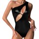 thumbnail image 1 of TaTaai Women's Shiny Patent Leather Cutout Fitted Bodysuit Fashion Short Sleeve Stylish Outfit for Nightclub Music Festival Beach Swimwear Gift, 1 of 5