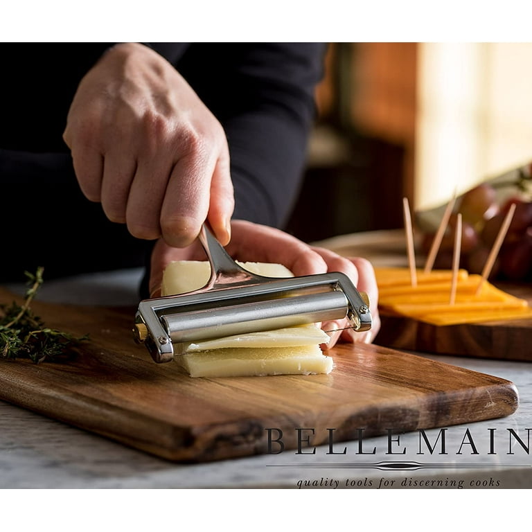 Bellemain Stainless Steel Wire Cheese Slicer - Hand Held Cheese Cutter for  Cheddar, Gruyere, Raclette, Mozzarella Cheese Block, Adjustable Cheese  Shaver, Thick & Thin Slicer, Cheese Curler (Silver) 