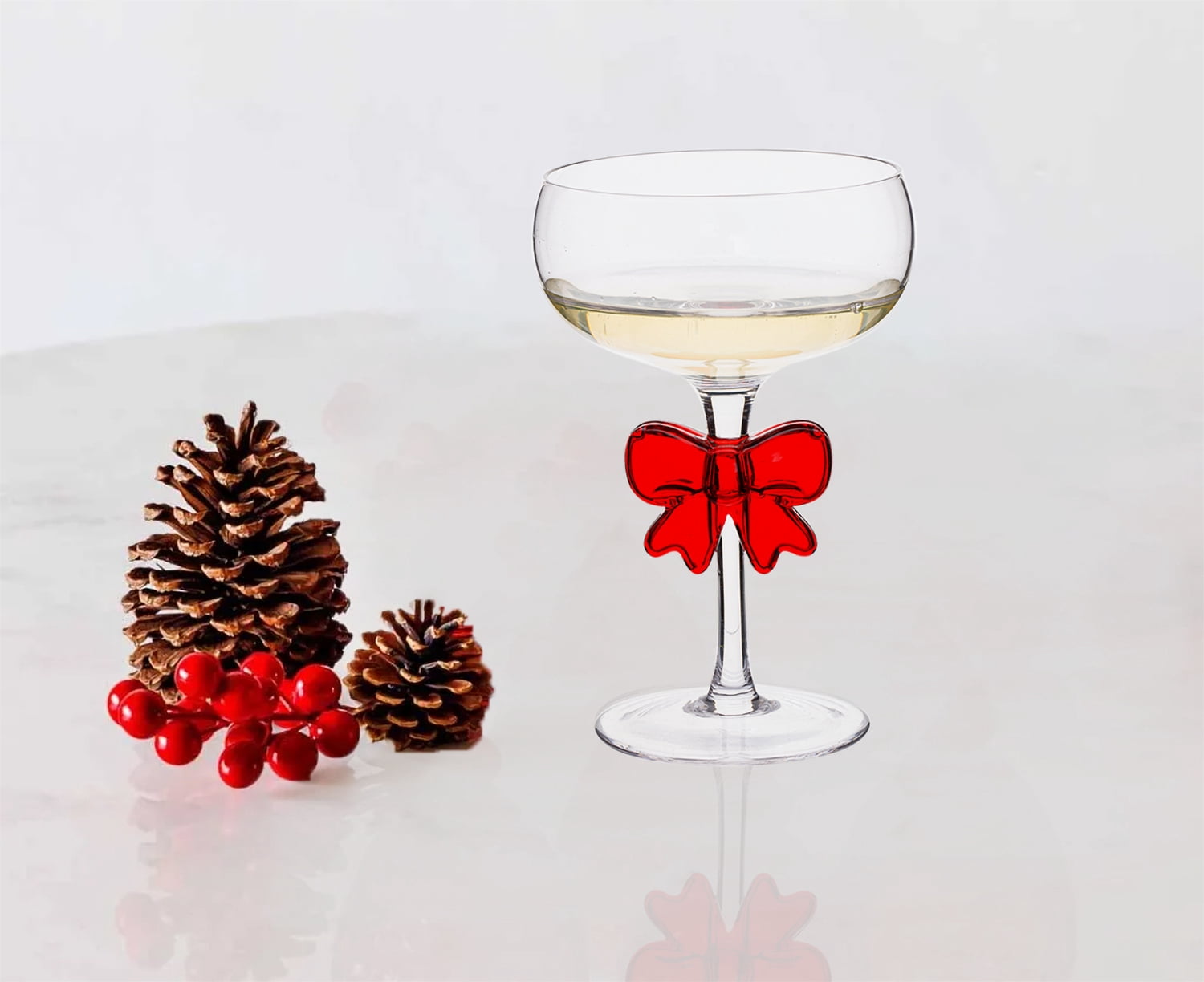 Bow Coupe Glass 10 OZ Holiday Time