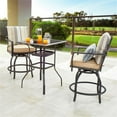 thumbnail image 4 of Patio Festival 3-Piece Metal Outdoor Bistro Set in Beige & Black, 4 of 8
