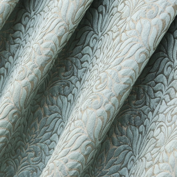 Fabric Mart Direct Teal Jacquard Weave Fabric By The Yard, 54 inches or 137 cm width, 2 Continuous Yards Blue Jacquard Fabric, Floral Damask, Upholstery Drapery Curtain Wholesale Fabric