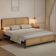 thumbnail image 2 of PIONEERWORKS Natural Full Size Bed Frame Complete with a Rattan Headboard and Footboard, Boho Full Mattress Frame, No Box Spring Needed, Noise-Free, Easy Assemble Wooden Bedframe, 2 of 7