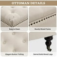 thumbnail image 4 of Square Storage Ottoman Coffee Table Tufted Upholstered Large Ottoman with Storage and Rolling Wheels Oversized Footrest Ottomans for Living Room, Beige Linen, 4 of 14